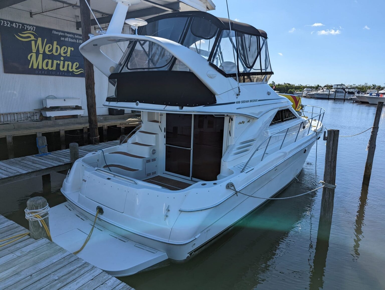 Weber Marine boat docked at the marina